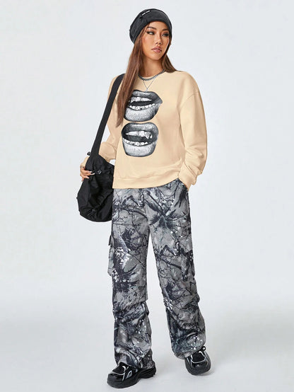 SXV Women's Y2K Streetwear Vintage Casual Graphics Loose Jumpers