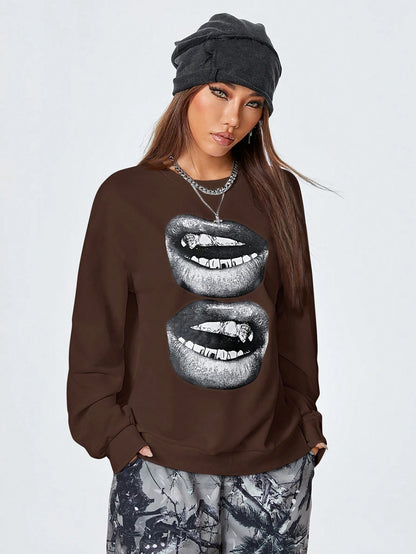 SXV Women's Y2K Streetwear Vintage Casual Graphics Loose Jumpers