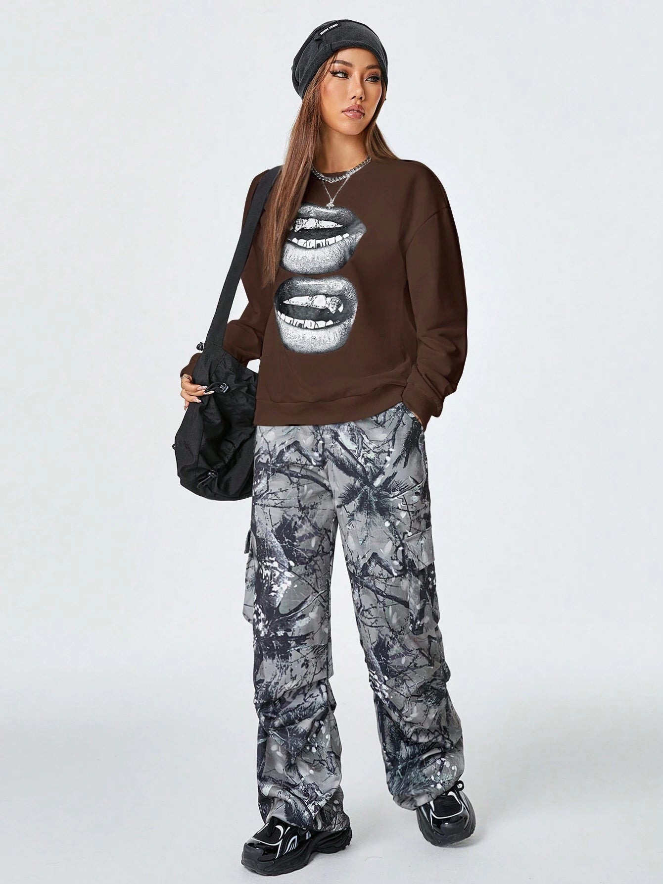 SXV Women's Y2K Streetwear Vintage Casual Graphics Loose Jumpers