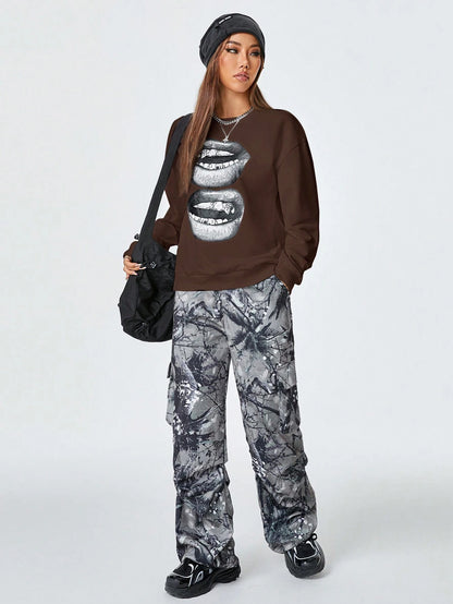 SXV Women's Y2K Streetwear Vintage Casual Graphics Loose Jumpers