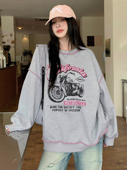 SXV Women's Loose Contrast Color Thermal Lined Thick Sweatshirt Fall,Winter