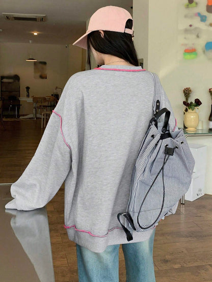 SXV Women's Loose Contrast Color Thermal Lined Thick Sweatshirt Fall,Winter