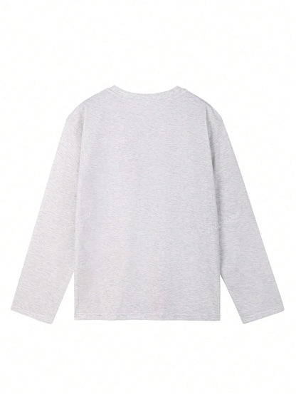 SXV There are two cats here printed New Casual Cute Cartoon Print Long Sleeve T-Shirt Top For Teen Girls