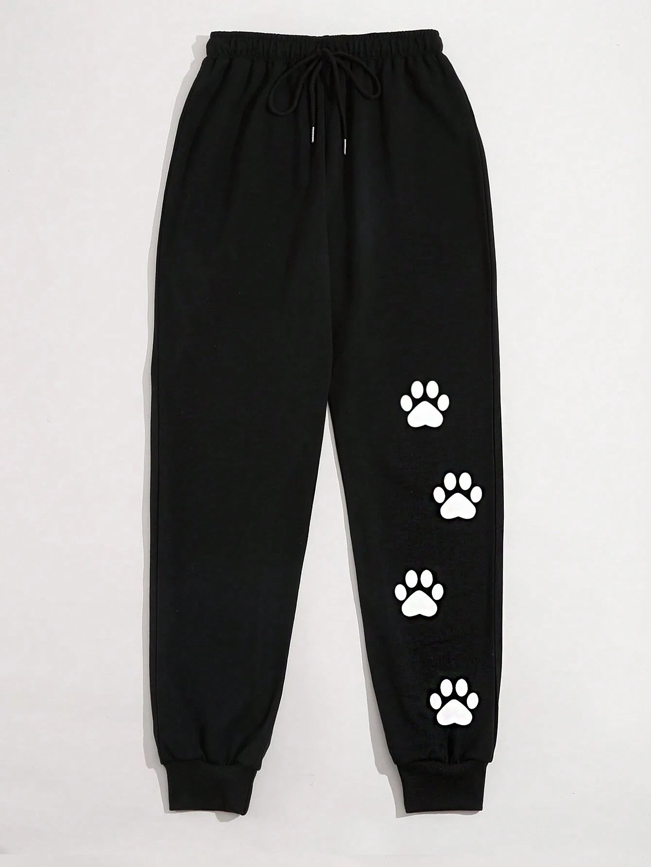 SXV Bear Footprint Print Drawstring Waist Sweatpants Casual Women's Pants
