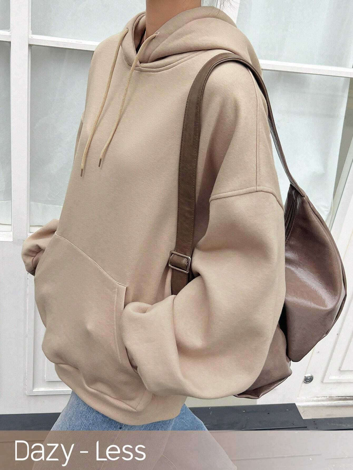 SXV Big Pocket Drop Shoulder Drawstring Hoodie,Long Sleeve Tops Old Money Style,Fall Women Clothes Sweatshirt