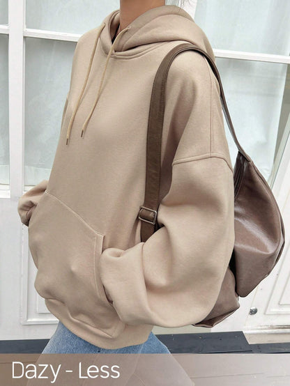 SXV Big Pocket Drop Shoulder Drawstring Hoodie,Long Sleeve Tops Old Money Style,Fall Women Clothes Sweatshirt
