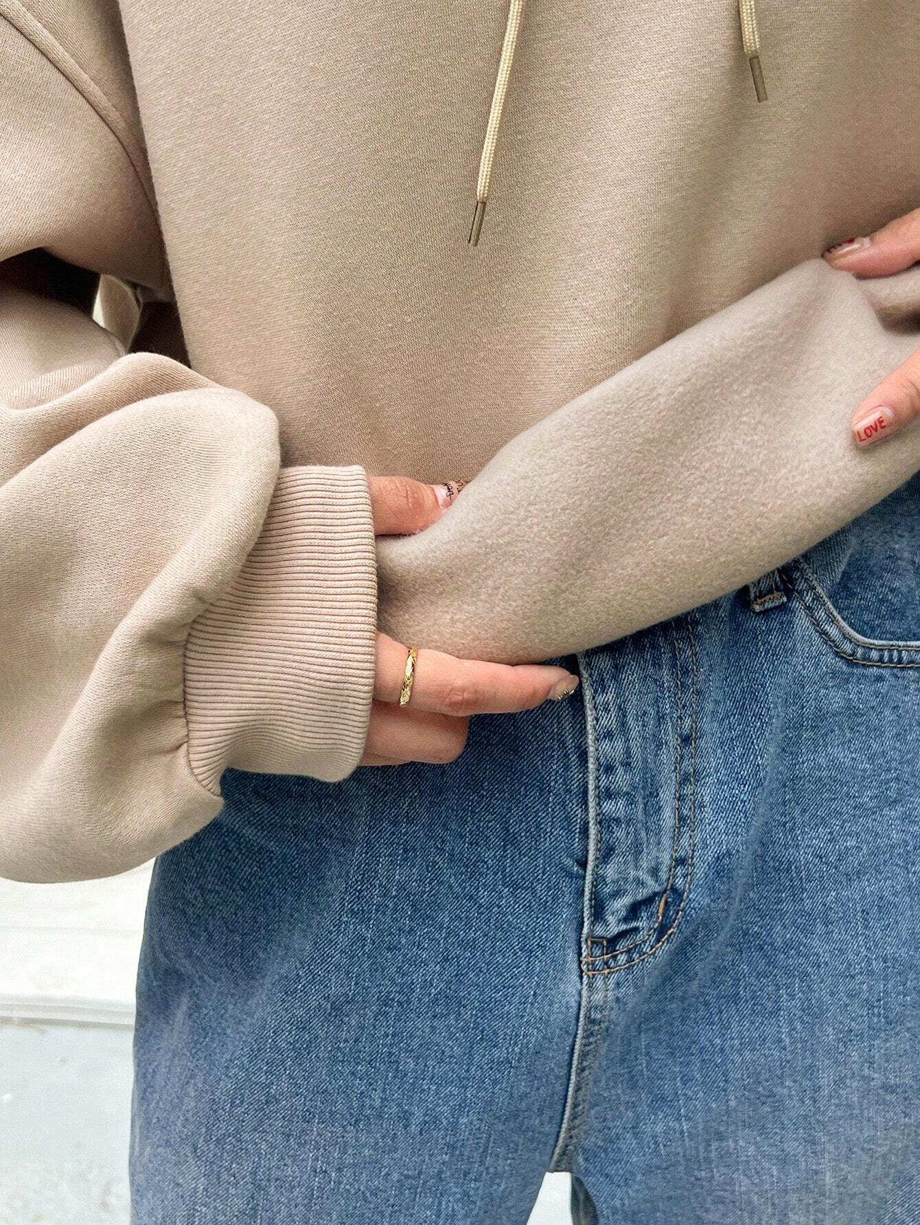 SXV Big Pocket Drop Shoulder Drawstring Hoodie,Long Sleeve Tops Old Money Style,Fall Women Clothes Sweatshirt