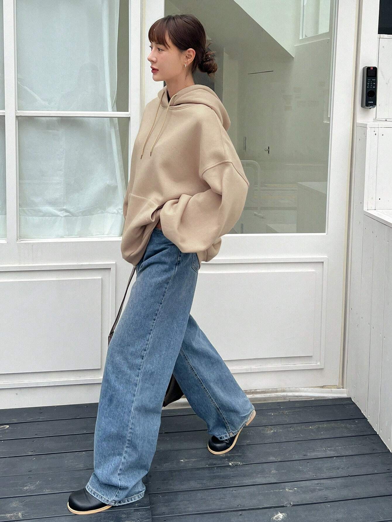 SXV Big Pocket Drop Shoulder Drawstring Hoodie,Long Sleeve Tops Old Money Style,Fall Women Clothes Sweatshirt