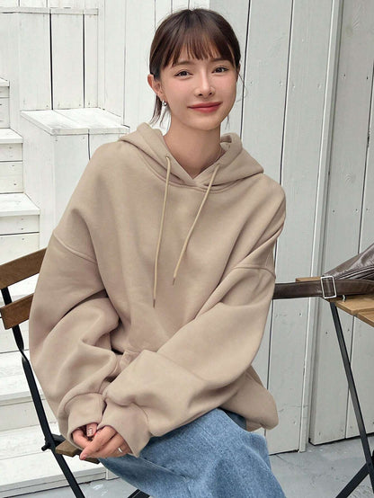 SXV Big Pocket Drop Shoulder Drawstring Hoodie,Long Sleeve Tops Old Money Style,Fall Women Clothes Sweatshirt