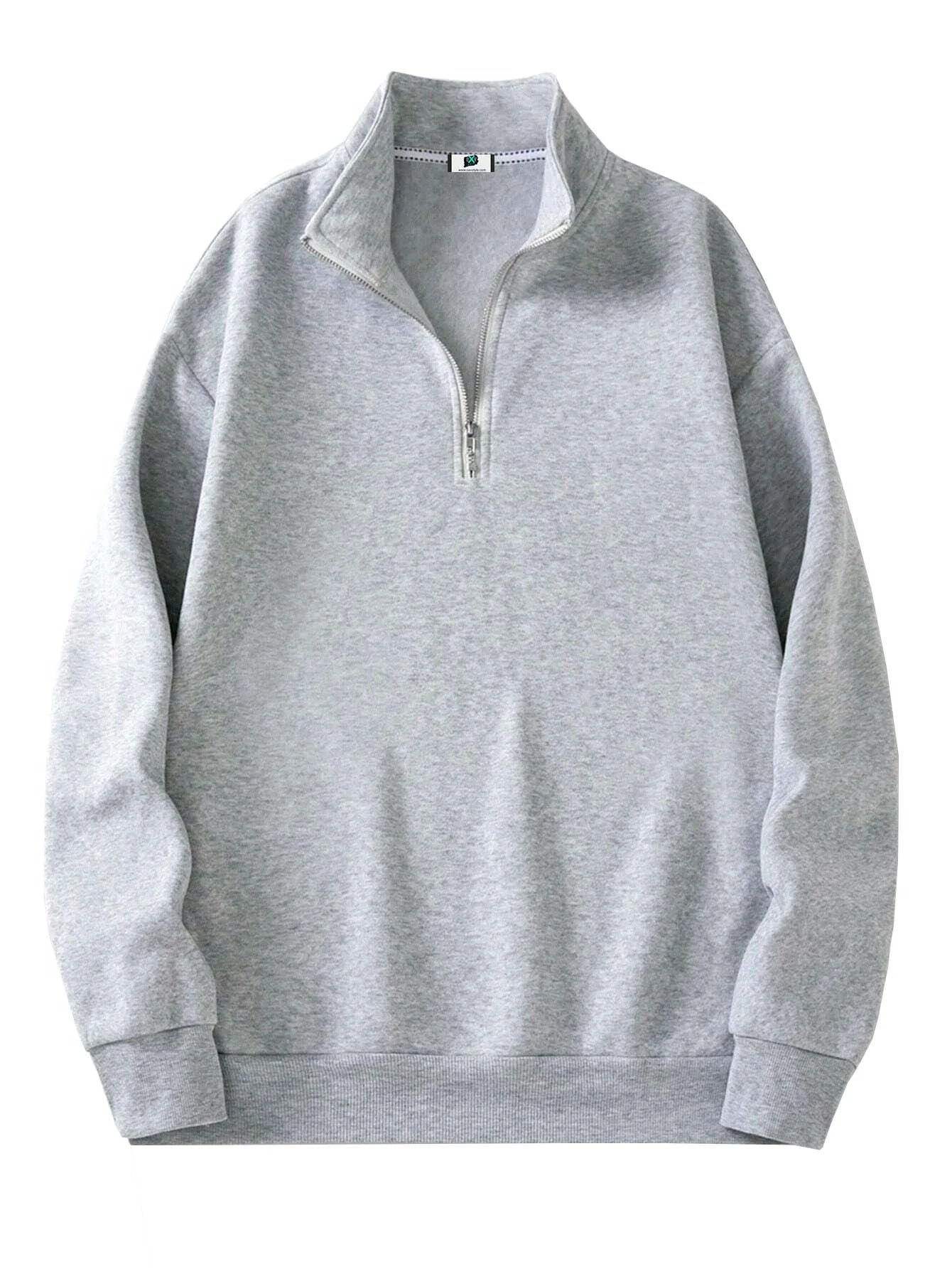 SXV STYLE Solid Plain Half Zipper Collared Sweatshirt for Men