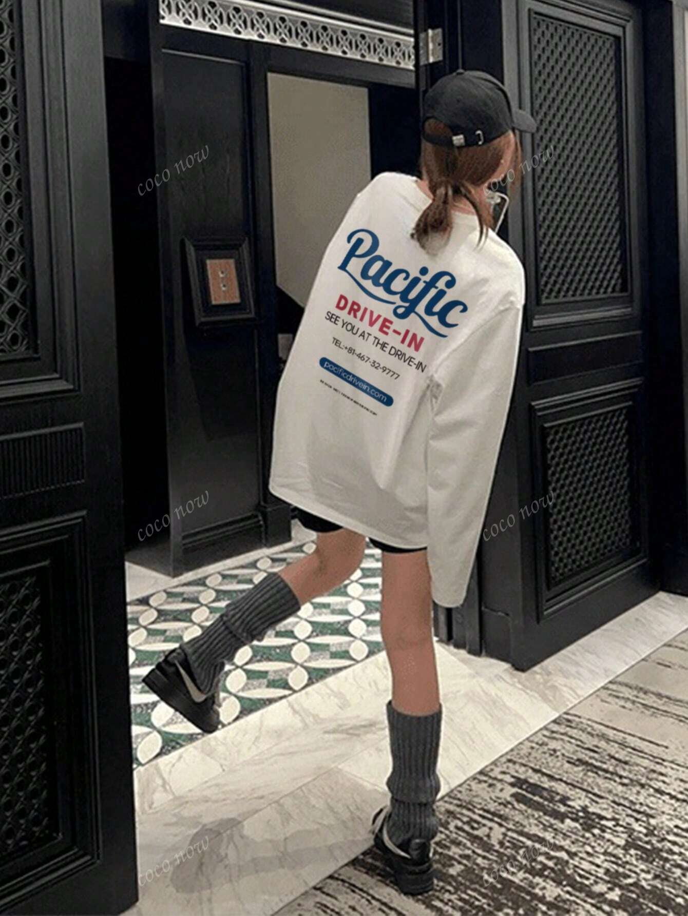 SXV Pacific drive in Women Casual Letter Print Crew Neck Oversized Cute Loose Long Sleeve T-Shirt Top, Autumn