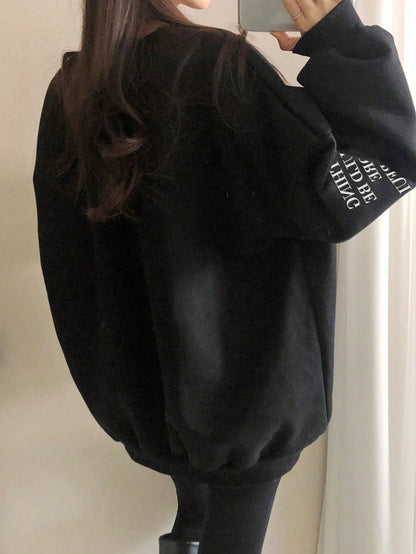 SXV Women Portrait Graphic Loose Fit Crew Neck Sweatshirt,Fall Clothes