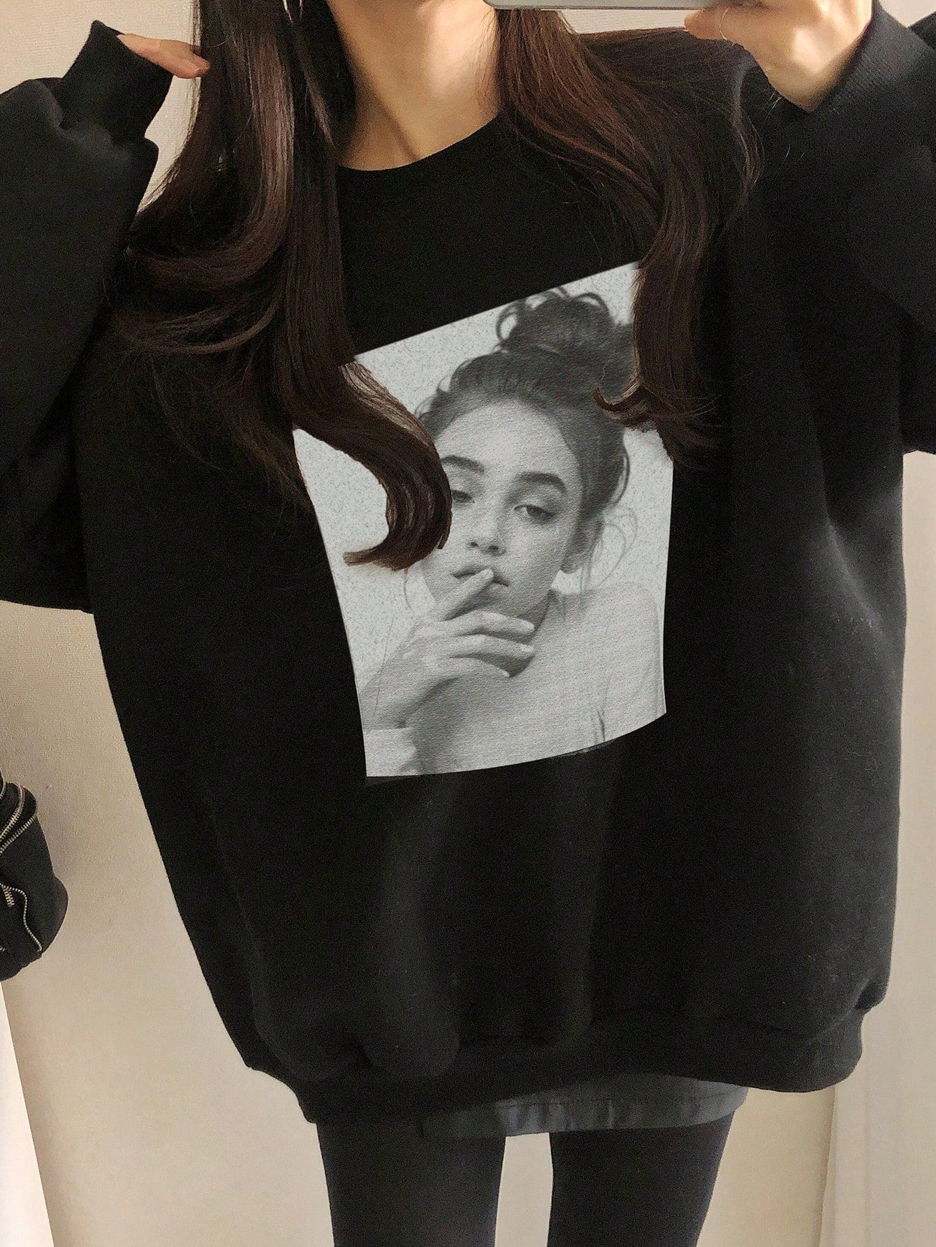 SXV Women Portrait Graphic Loose Fit Crew Neck Sweatshirt,Fall Clothes