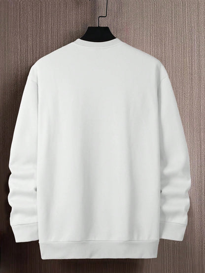 SXV Men's Letter Print Crew Neck Long Sleeve Casual Loose Fit Sweatshirt