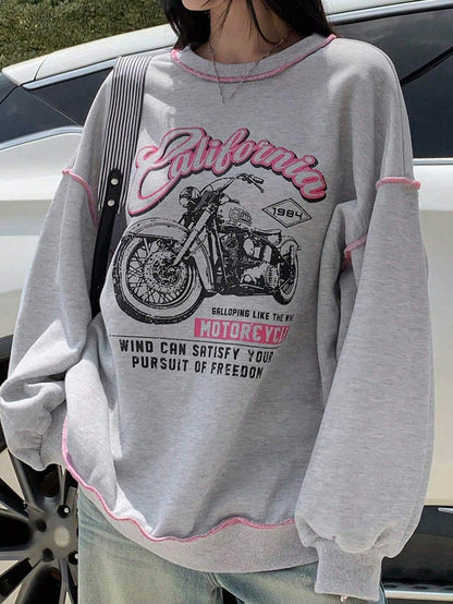 SXV Women's Loose Contrast Color Thermal Lined Thick Sweatshirt Fall,Winter