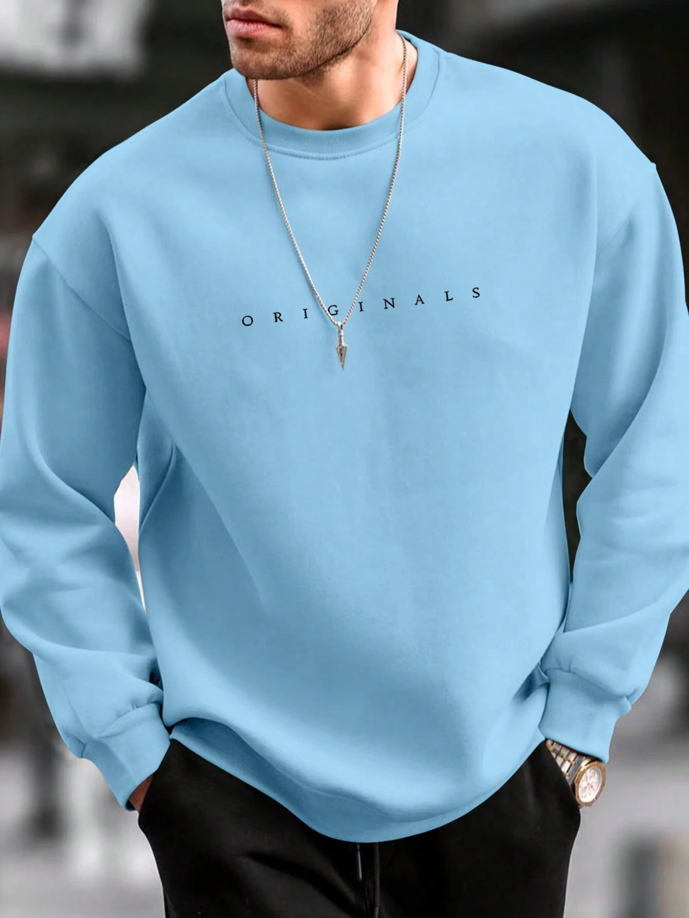 SXV Men's Letter Print Crew Neck Long Sleeve Casual Loose Fit Sweatshirt