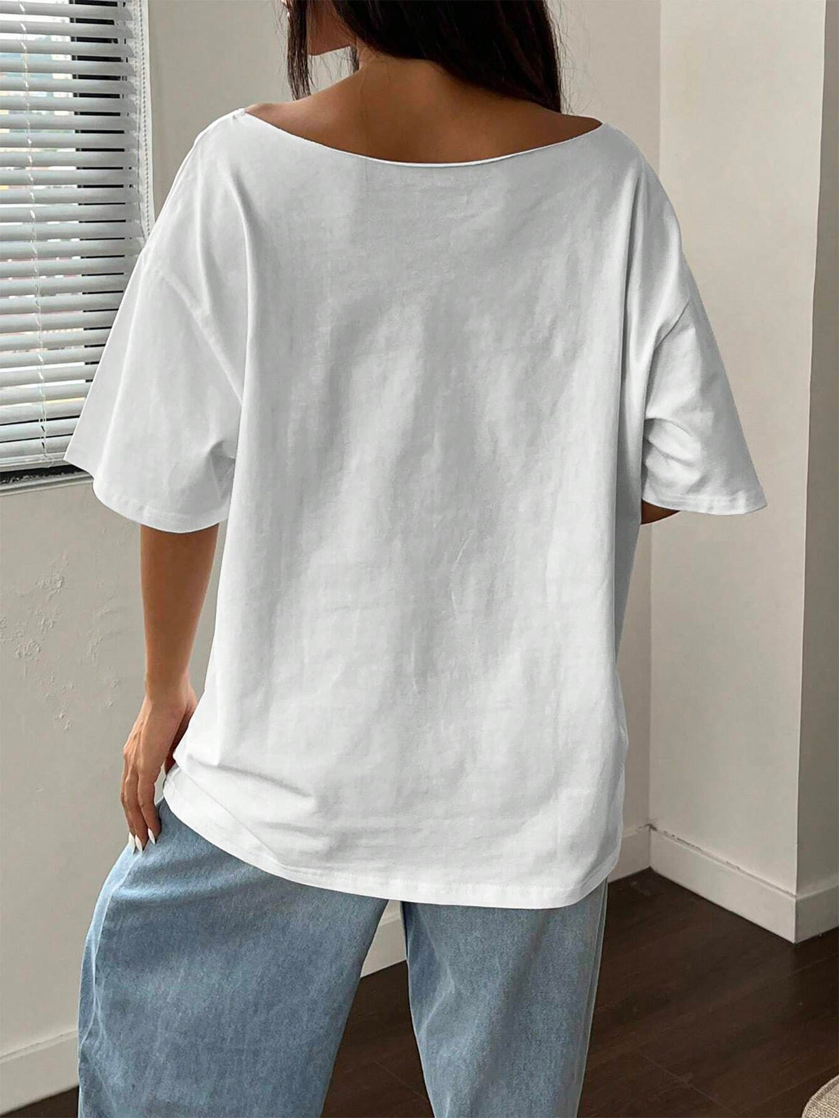 SXV Women's Fashion Fun Print Solid Color Round Neck Short Sleeve T-Shirt