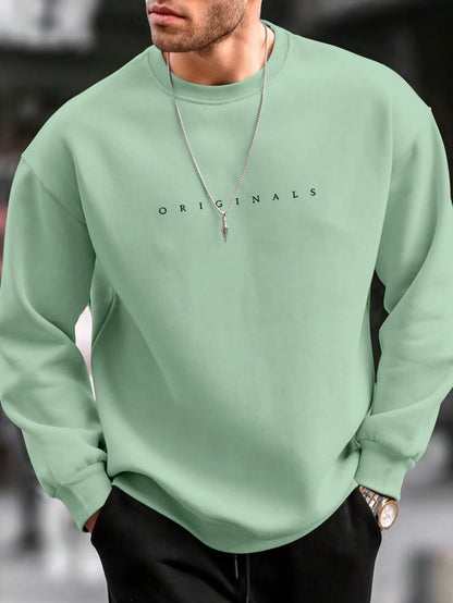 SXV Men's Letter Print Crew Neck Long Sleeve Casual Loose Fit Sweatshirt