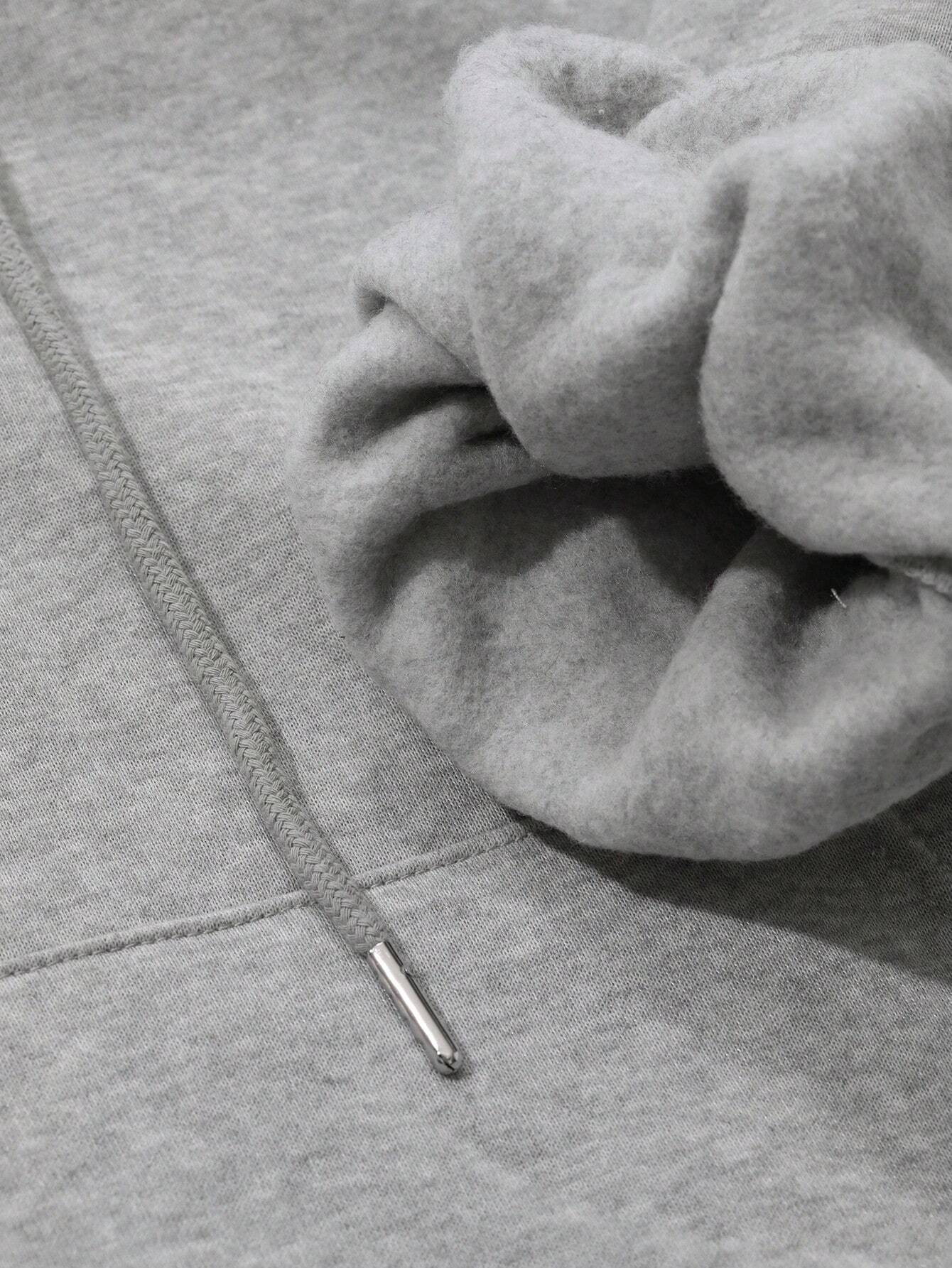 SXV Grey Solid Autumn New Loose Casual Hooded Sweatshirt For Women