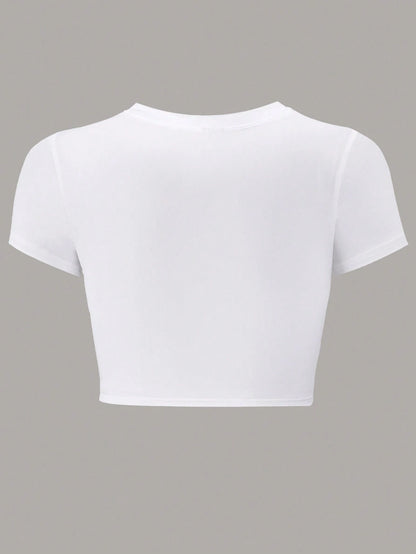 SXV Women I'm Literally Just A Girl Crop Top With Slogan Print And Slim Fit I'M LITERALLY JUST A GIRL