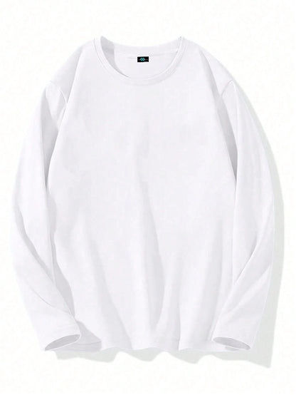 SXV Men's Plain Crew Neck Long Sleeve Casual T-Shirt, Spring & Summer