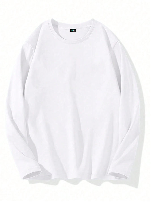 SXV Men's Plain Crew Neck Long Sleeve Casual T-Shirt, Spring & Summer