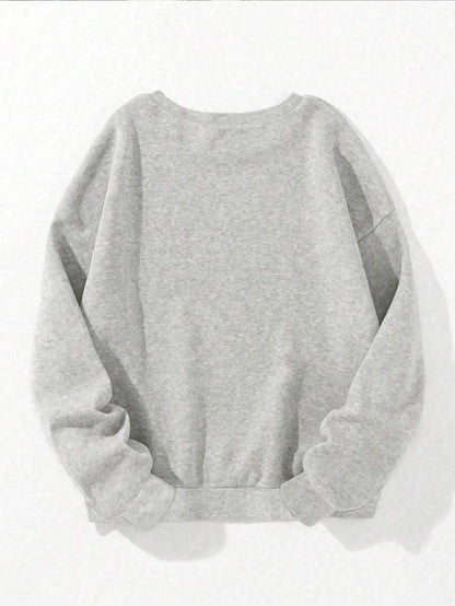SXV Women's Letter Print Crew Neck Long Sleeve Casual Loose Fit Sweatshirt