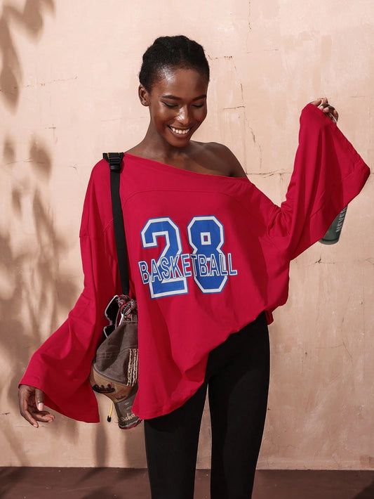 SXV Jersey Round Neck And Off-Shoulder Digital Print Women T-Shirts