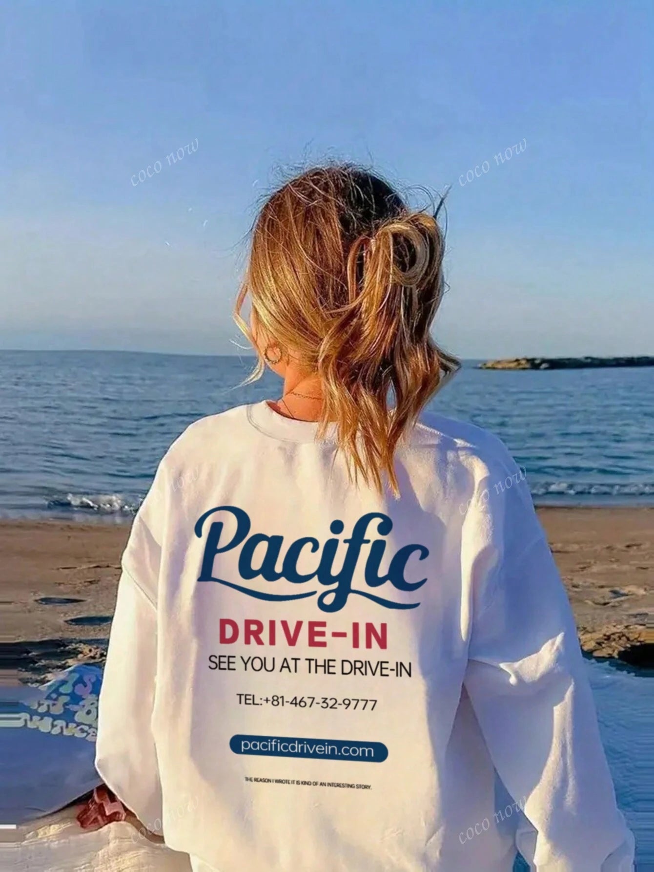 SXV Pacific drive in Women Casual Letter Print Crew Neck Oversized Cute Loose Long Sleeve T-Shirt Top, Autumn