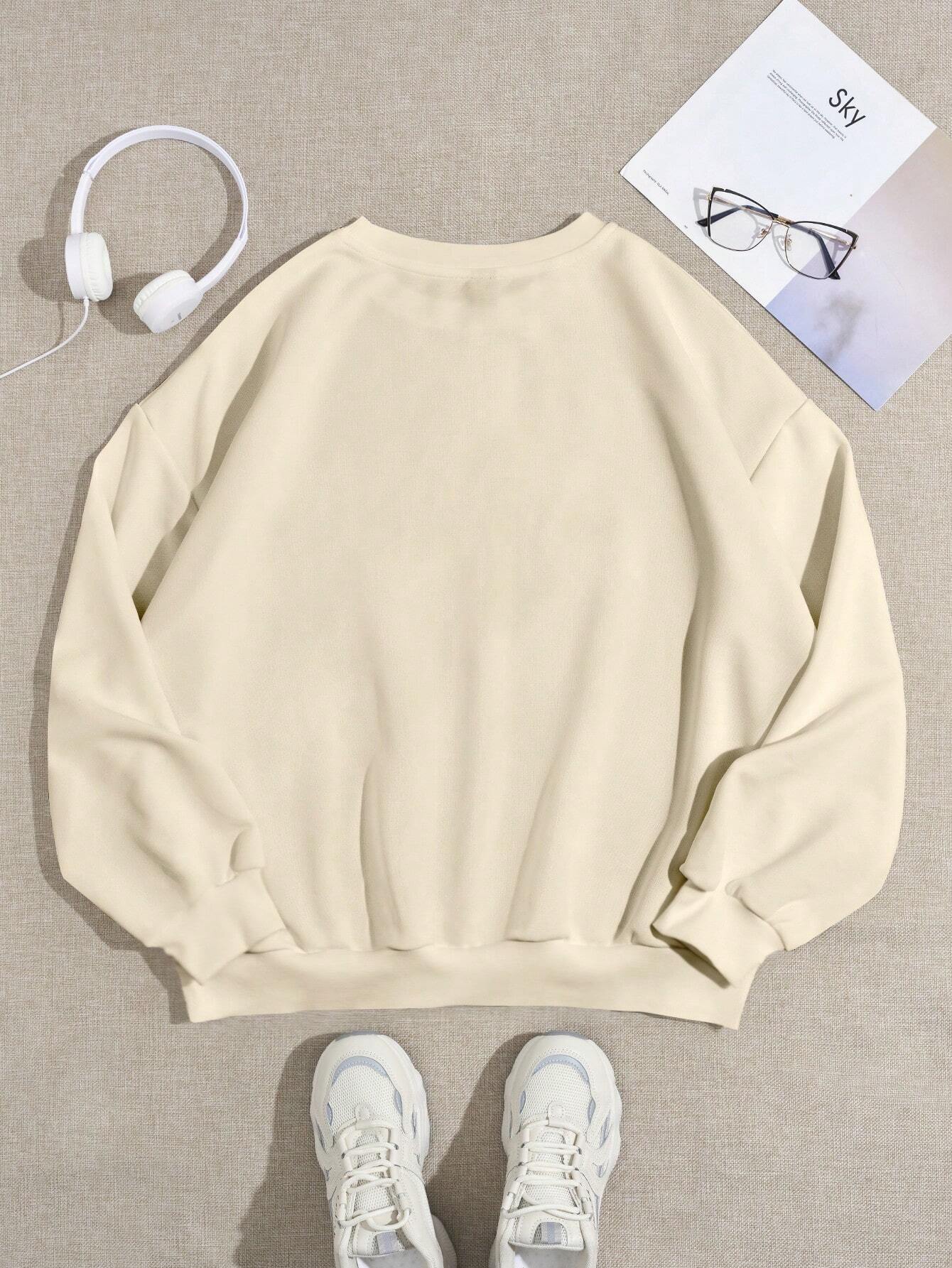 SXV Casual Braids Punk Tattoo Graphics Round Neck Loose Fit Women Sweatshirt