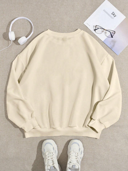 SXV Casual Braids Punk Tattoo Graphics Round Neck Loose Fit Women Sweatshirt