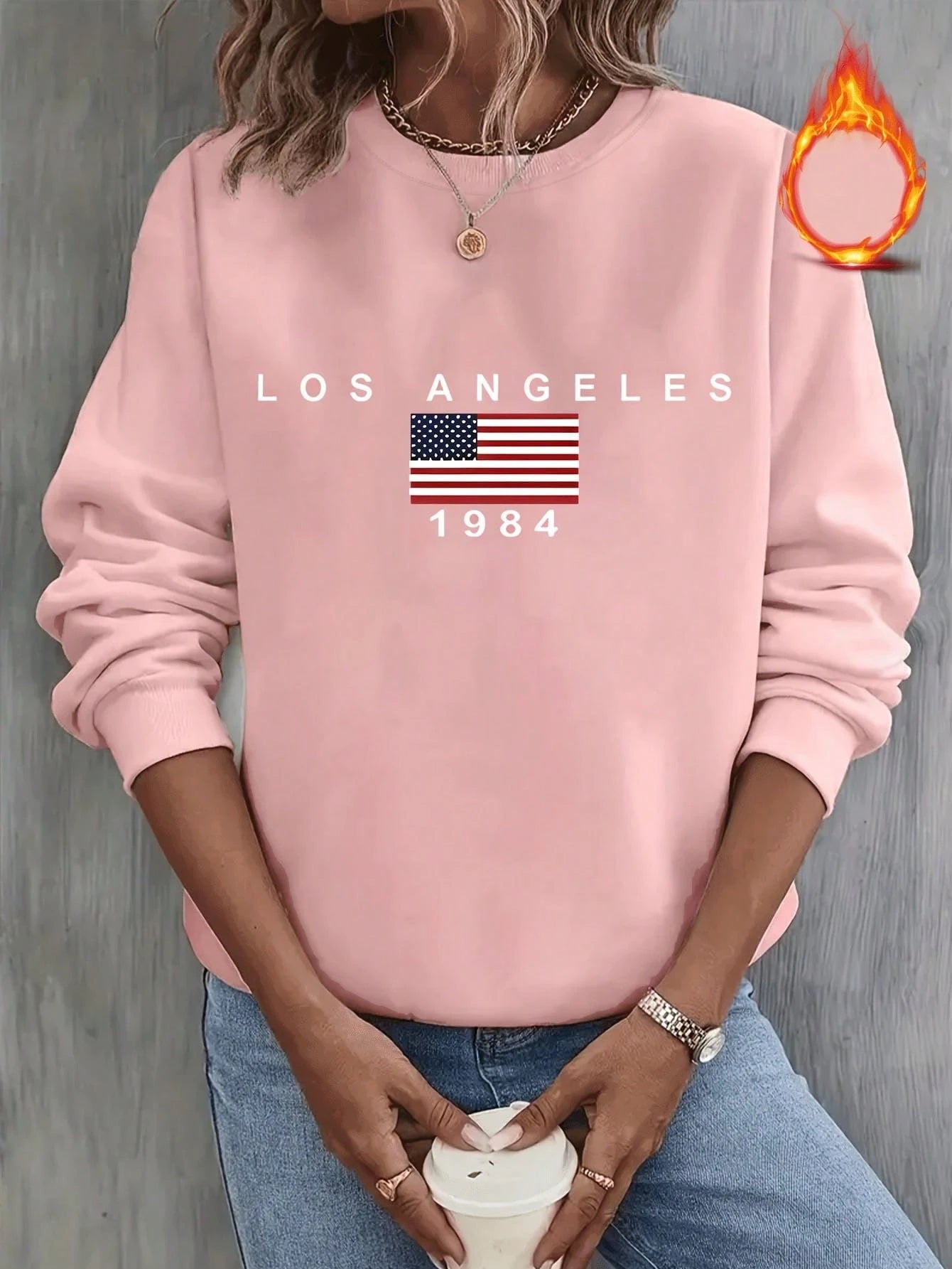 SXV Round Neck Sweatshirt, Sporty Style, Featuring The American Flag Pattern