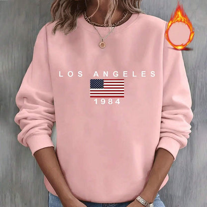 SXV Round Neck Sweatshirt, Sporty Style, Featuring The American Flag Pattern