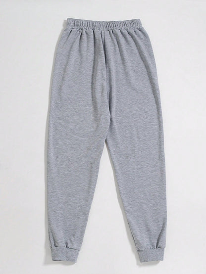 SXV Bear Footprint Print Drawstring Waist Sweatpants Casual Women's Pants