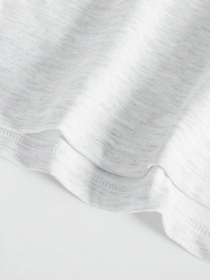 SXV Grey Men's Casual Round Neck Short Sleeve Minimalist Top, Daily Wear Tee