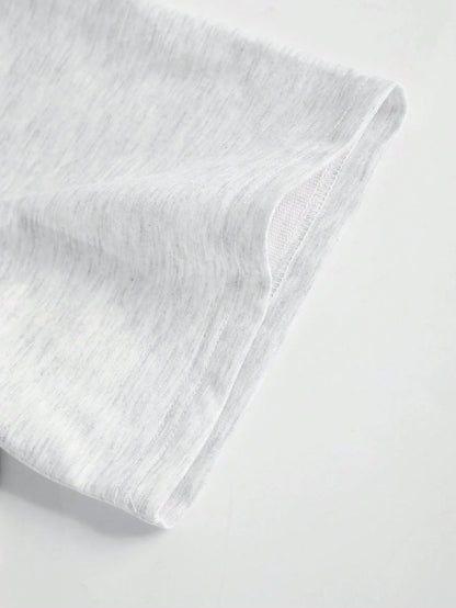 SXV Grey Men's Casual Round Neck Short Sleeve Minimalist Top, Daily Wear Tee