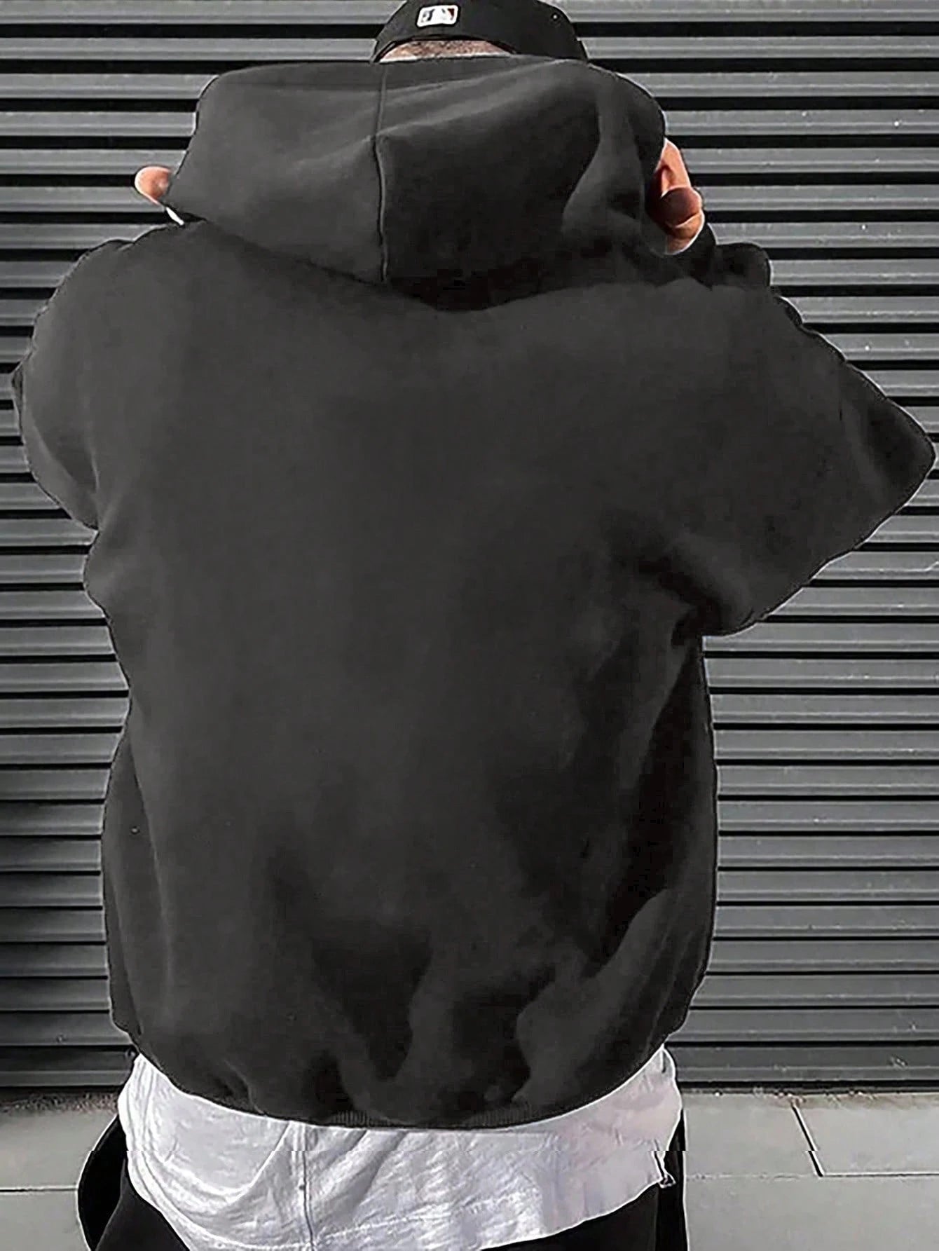 SXV Men's Solid Color Drop Shoulder Long Sleeve Drawstring Pocket Casual Hoodie, Autumn