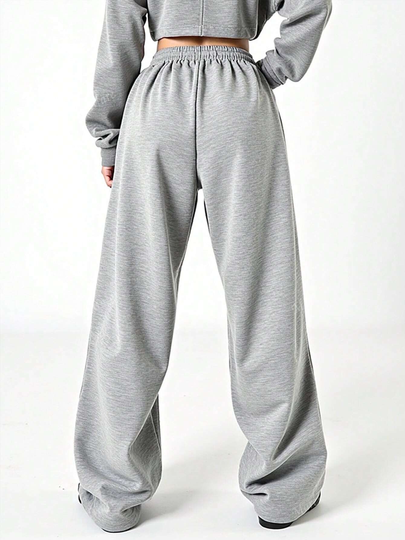 SXV Tween Girls Grey Casual Sweatpants With Butterfly Print, Y2K Straight Leg Loose Pants, Warm And Cozy For Autumn