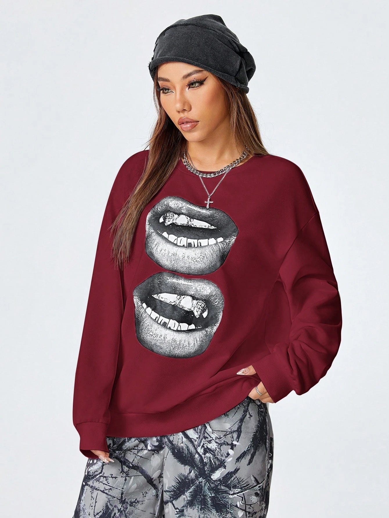 SXV Women's Y2K Streetwear Vintage Casual Graphics Loose Jumpers