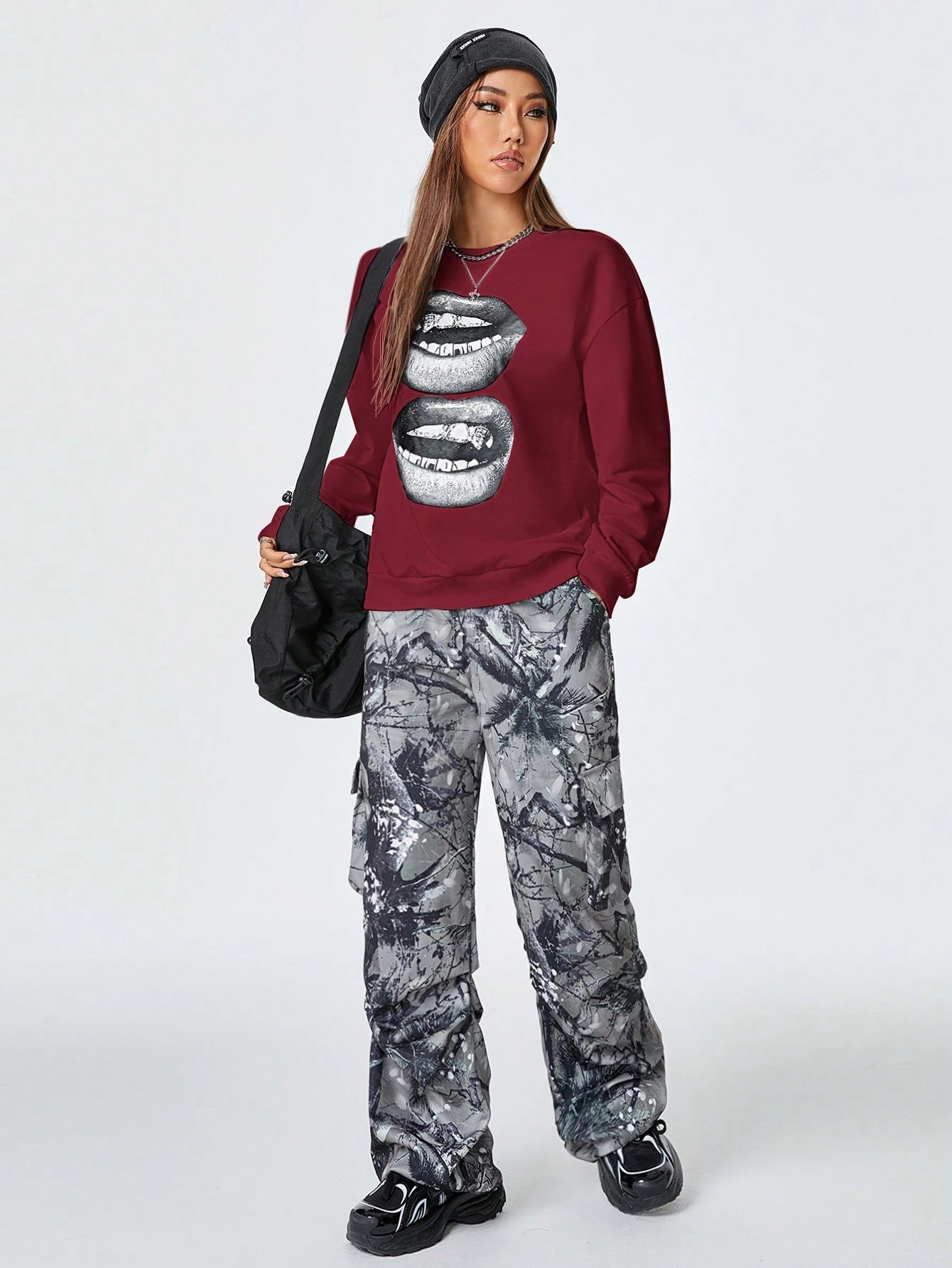 SXV Women's Y2K Streetwear Vintage Casual Graphics Loose Jumpers