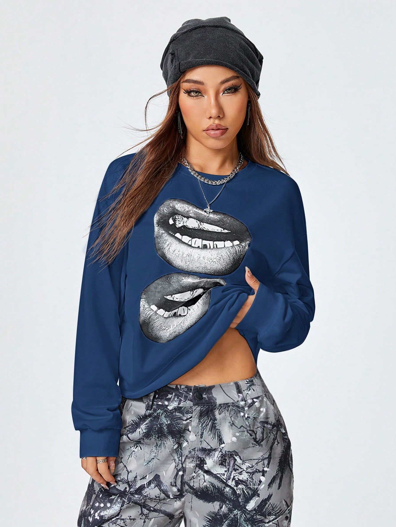 SXV Women's Y2K Streetwear Vintage Casual Graphics Loose Jumpers