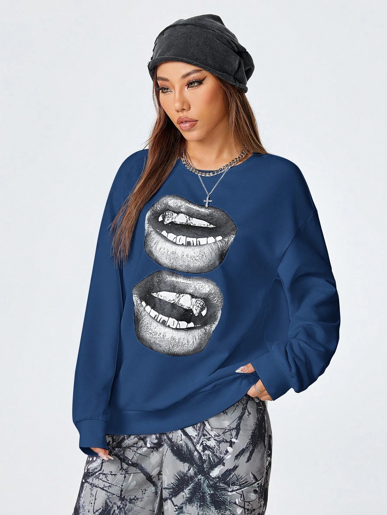 SXV Women's Y2K Streetwear Vintage Casual Graphics Loose Jumpers