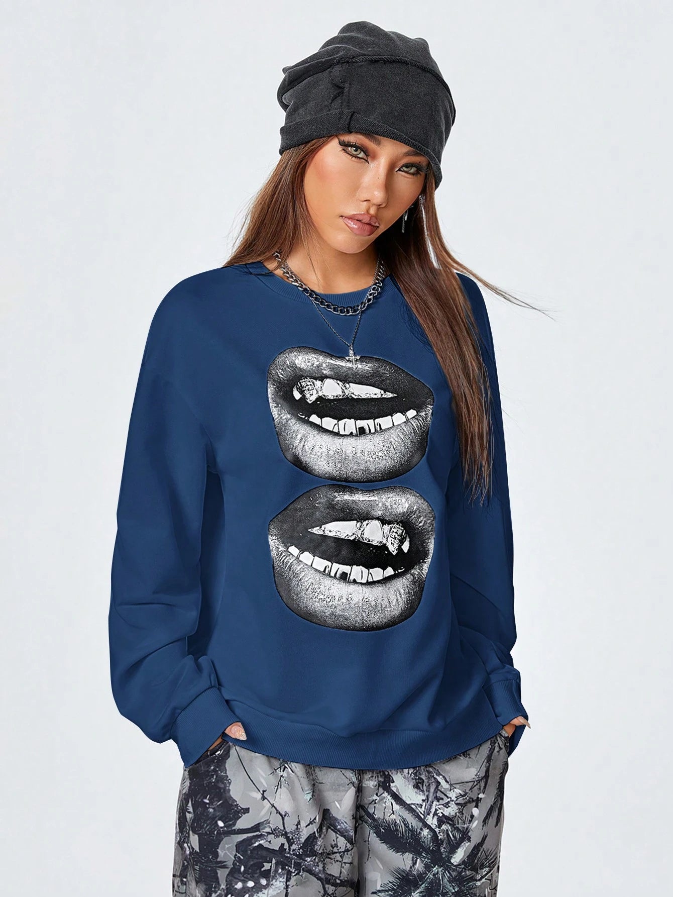 SXV Women's Y2K Streetwear Vintage Casual Graphics Loose Jumpers