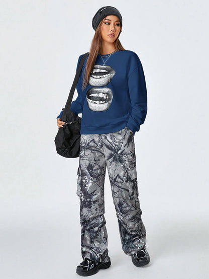 SXV Women's Y2K Streetwear Vintage Casual Graphics Loose Jumpers