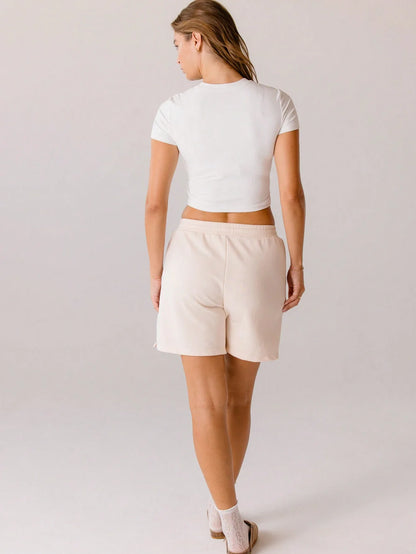 SXV Classic White Fitted Everyday Essential Brushed Crop Top