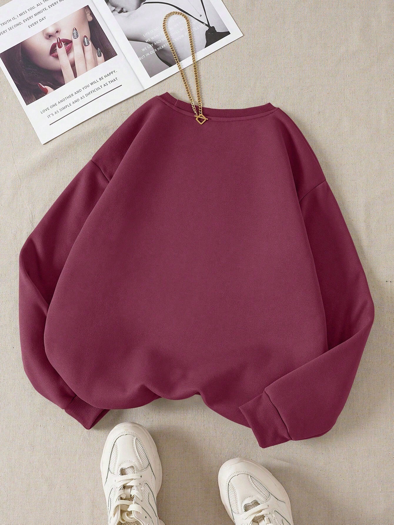 SXV Casual Round Neck Long Sleeve Letter Print Minimalist Sweatshirt, Everyday Wear