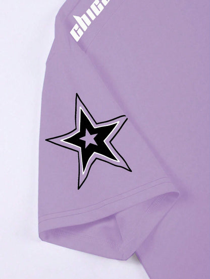 SXV  'chicago 18’ Printed Cool Aesthetic Oversized Baggy T-shirt