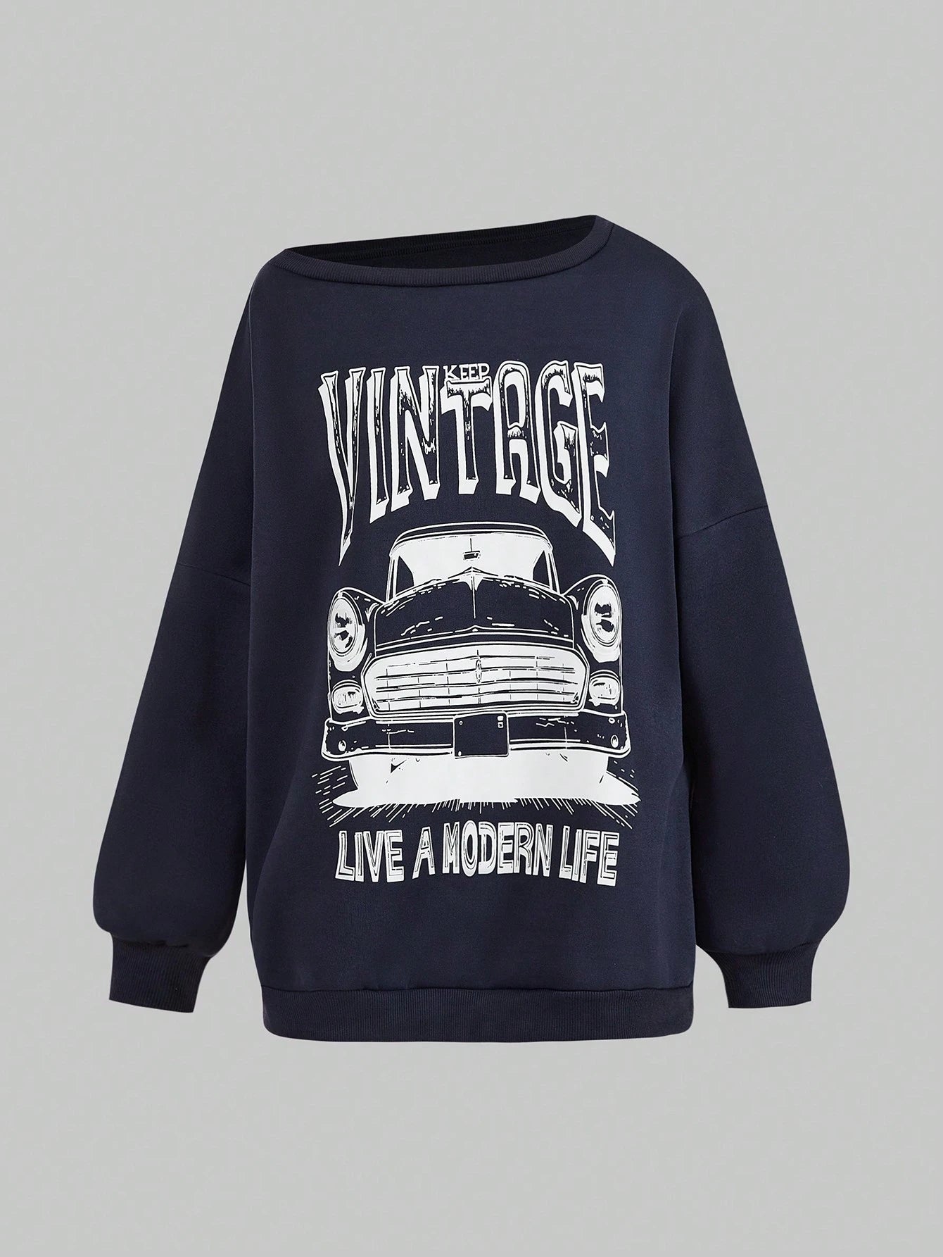 Women's Casual Car Letter Print Sweatshirt For Autumn Pullover Fall Outfit