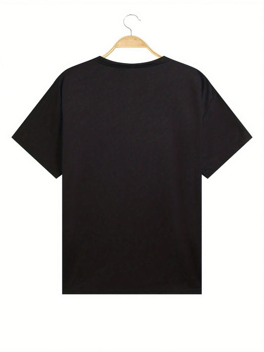 SXV Women Solid Color T-Shirt With Funny Mona Lisa Print, Minimalist Fashion For Casual Daily Wear