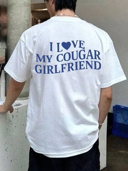 SXV Boyfriend Gift I Love My Cougar Girlfriend Funny Graphic Print Men's T-Shirt